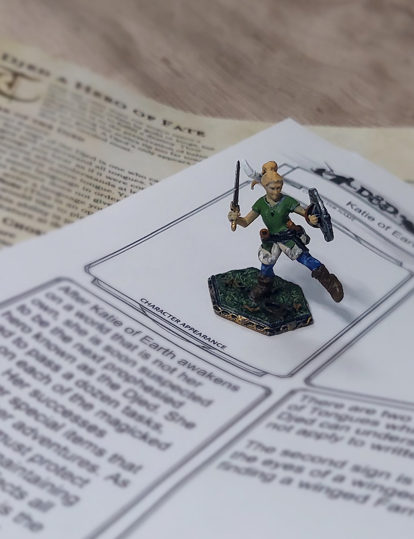 Custom TTRPG Miniature of Katie of Earth: The Djed Chronicles Collection