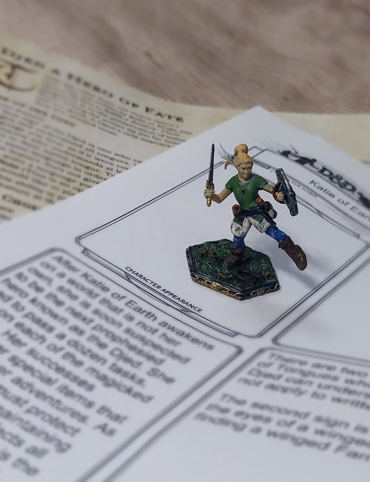 Custom TTRPG Miniature of Katie of Earth: The Djed Chronicles Collection