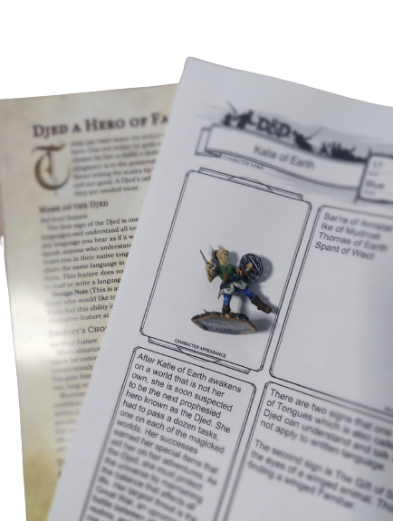 Custom TTRPG Miniature of Katie of Earth: The Djed Chronicles Collection